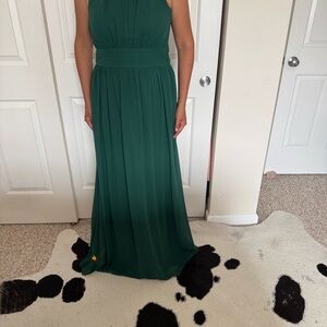 David's Bridal Green Bishop Sleeve Sundress